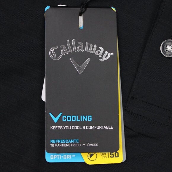 Callaway Opti-Dri Polo Shirt NWT Mens Large Black Golf Cooling Stretch S/S - Picture 7 of 14